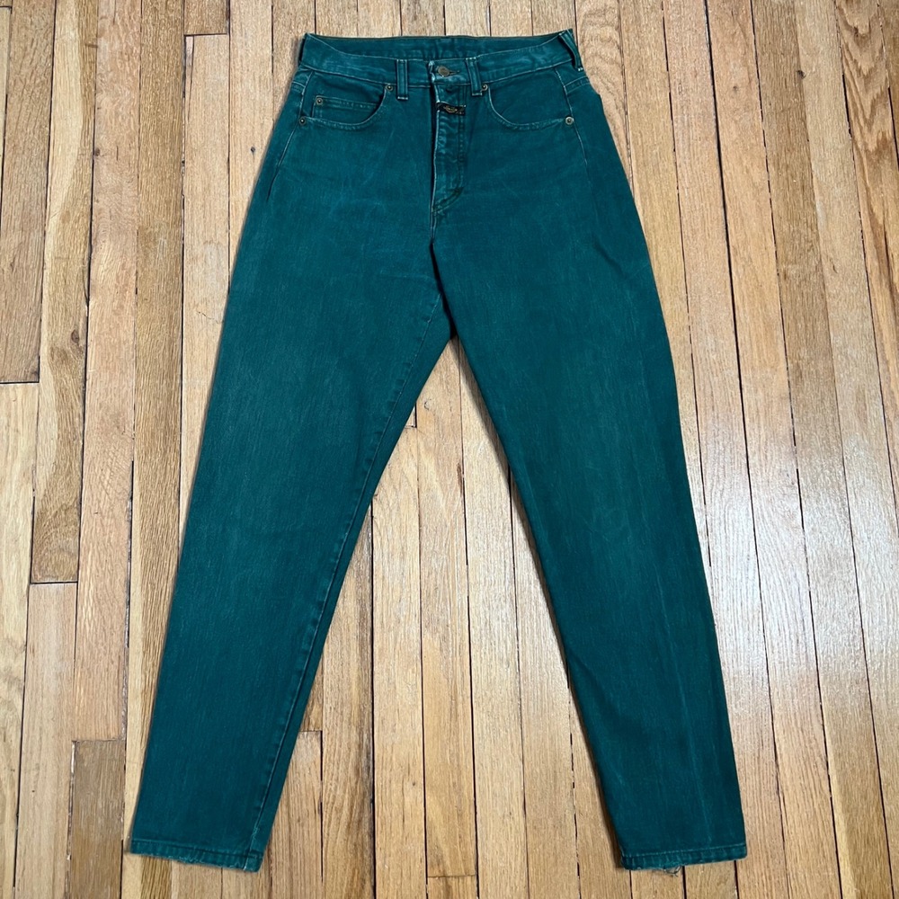 90s Vintage Marithe Francois Girbaud Green Denim Jeans Distressed Women's 9/10